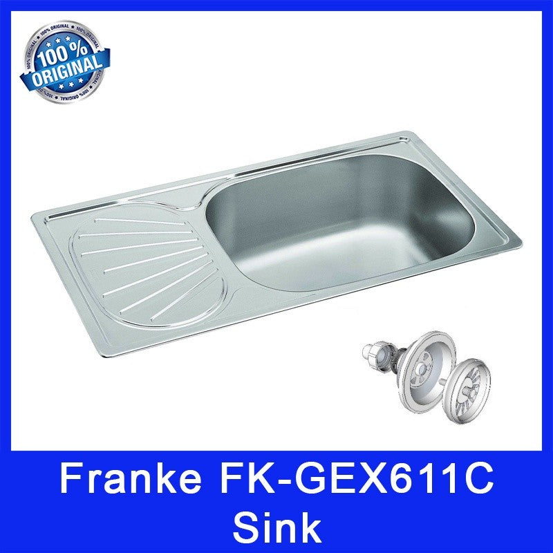 Franke GALASSIA GEX 611C Sink. Also known as FK-GEX611C. Stainless Steel 304. Switzerland Origin. Local SG Stock.