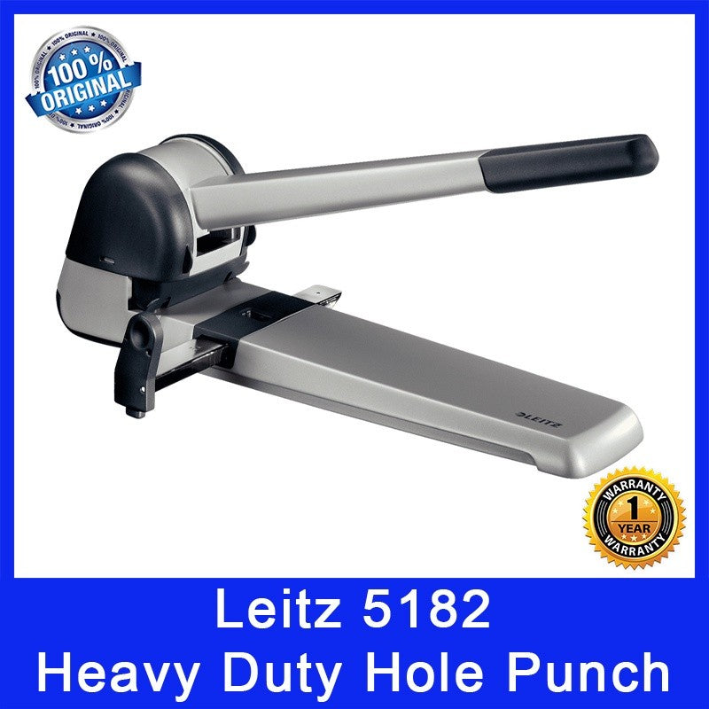 Leitz 5182 Heavy Duty Hole Punch. 250 Sheet Punch Capacity. Bar Guide up to A3 Document Size. Hinged Waste Box.