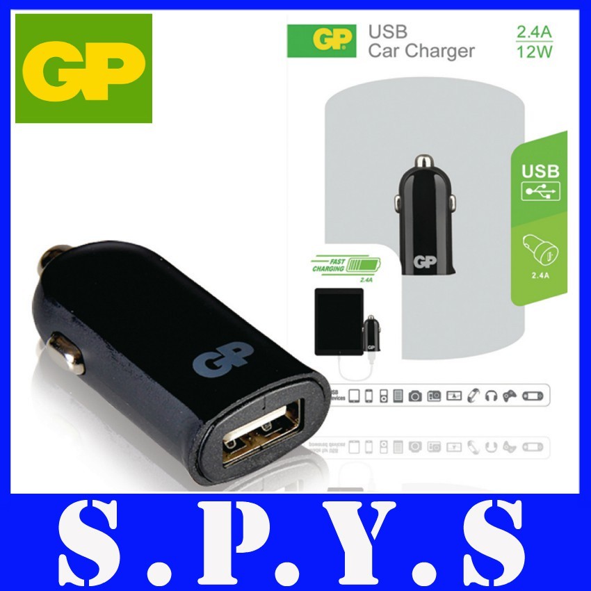 GP USB Car Charger CC22. Suitable for 12 - 24V vehicles.