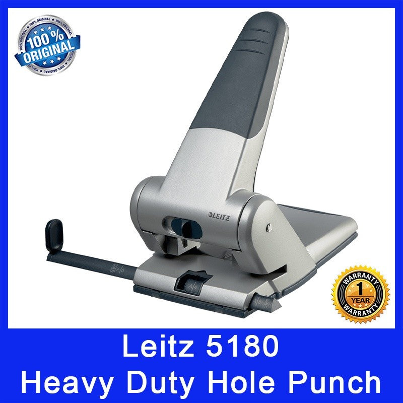 Leitz 5180 Heavy Duty Hole Punch. 65 Sheet Punch Capacity. Powersave for Effortless Punching. 5.5mm Hole Diameter.