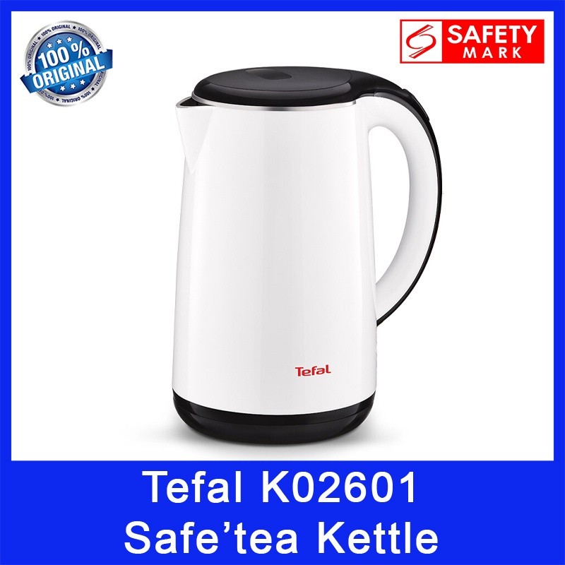 Tefal K02601 Safe tea Kettle. Dual Heat Barrier. 1.7L Capacity. Seamless Stainless Steel. Safety Mark Approved.