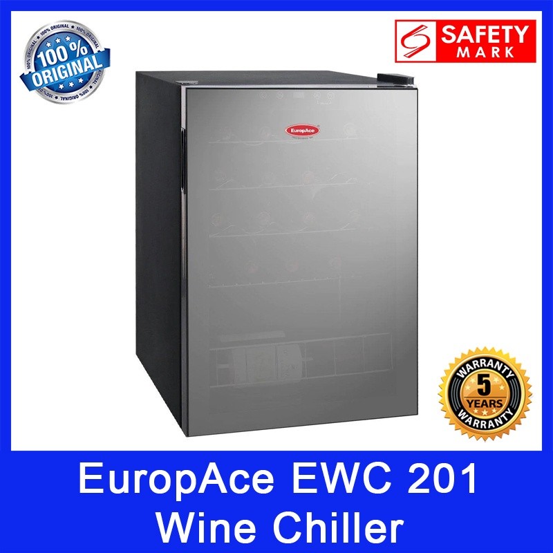 EuropAce EWC 201 Wine Chiller. 20 Bottle Capacity. Touch-Panel. Anti-Vibration Chrome Shelves. Safety Mark Approved.