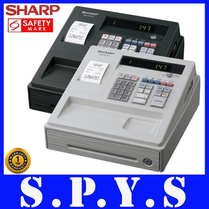 Sharp Cash Register. Sharp XE-A147 Cash Register. Auto calculate GST. 6 Coins + 3 Notes Compartments.