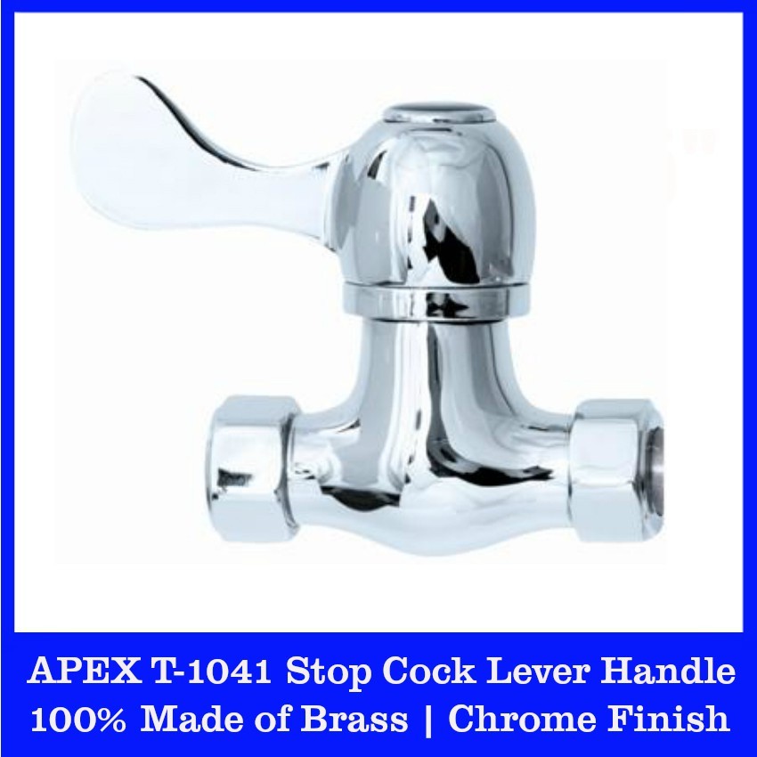 Apex T1041 Stop Lever Handle. Dimensions (LxWxH): 105 x 35 x 80mm. 100% Made of Brass. Chrome Finish. Local SG Seller.