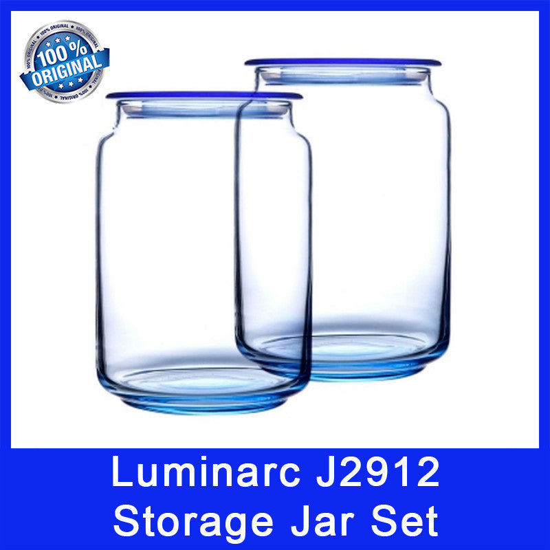 Luminarc J2912 Storage Jar Set. 0.75 Liter Capacity. High Thermal and Shock Resistance. 2 Piece Set. Leak Proof. Local S