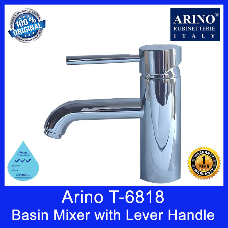 Arino Basin Mixer with Lever Handle | T-6818 | Brass Material | Chrome Finish | 3 Ticks