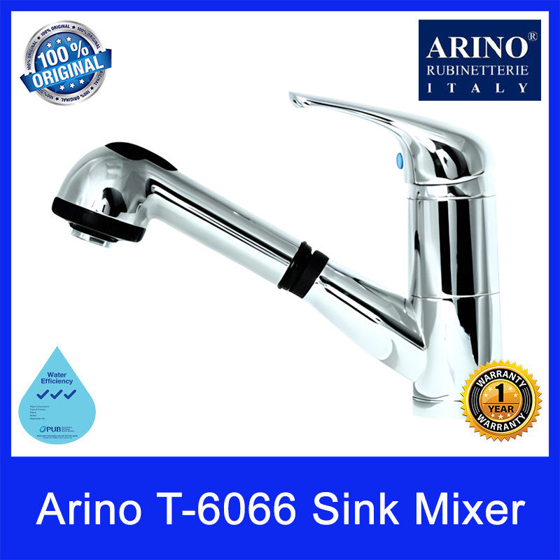 ARINO Sink Mixer with Extension Shower (40mm cartridge) and Lever Handle T-6066 | WELS: 3 Ticks