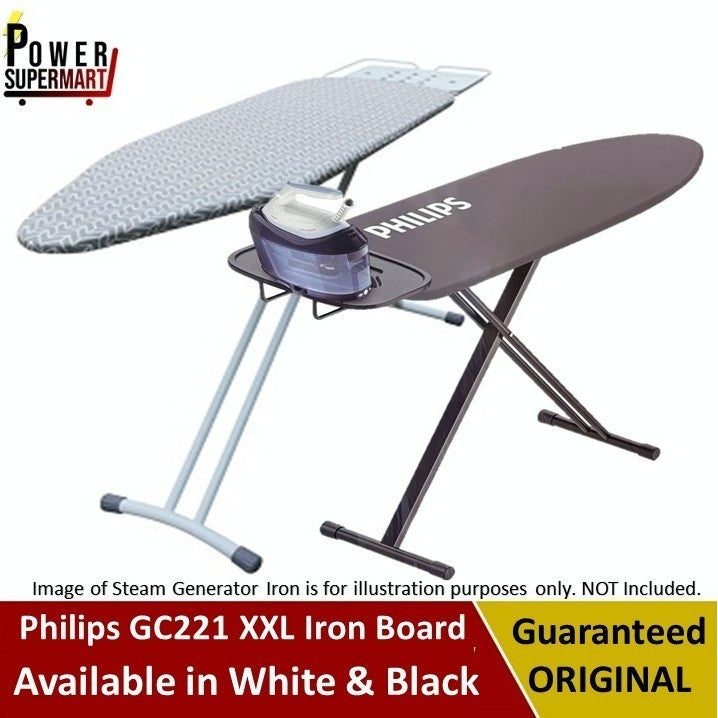 Philips GC221 Ironing Board | XXL Version | Available in White and Limited Edition Black | Original Philips