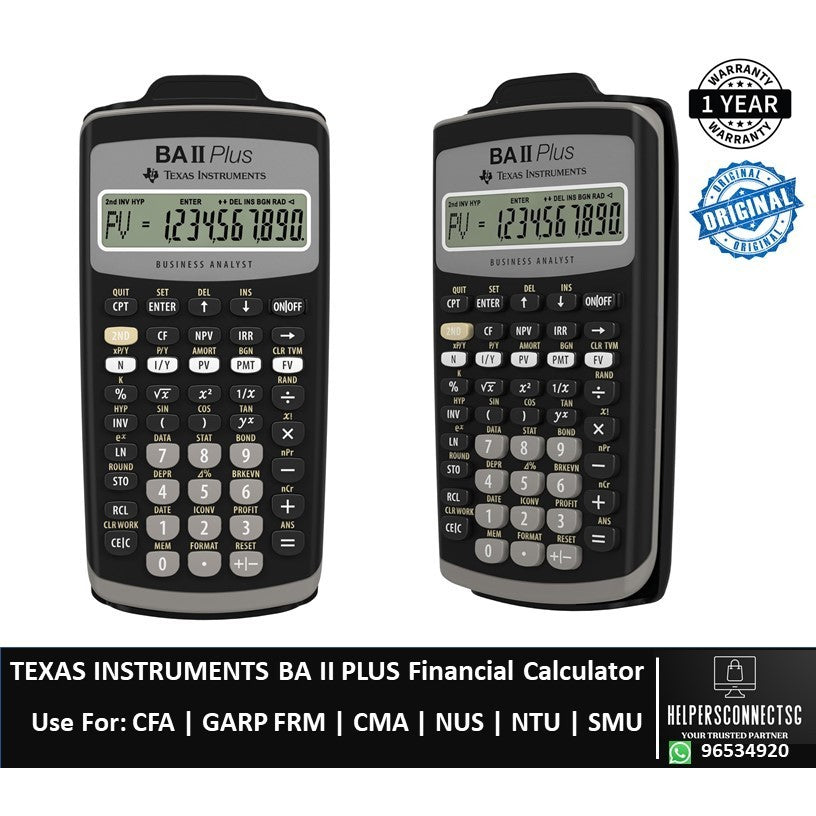 Texas Instruments BA II Plus Financial Calculator | TI BA II PLUS | BAII PLUS Guaranteed ORIGINAL | 1 Year Warranty.