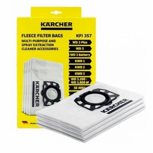 KARCHER Vacuum Filter Bags | For WD1, WD2, WD2 PLUS, WD3 | KFI-357 | Also available in Non Karcher compatibles