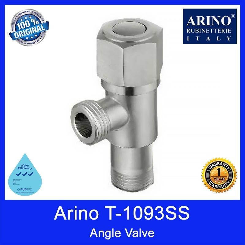 Arino T-1093SS Angle Valve. Stainless Steel 304. Satin Finishing. WELS: 3 Ticks. 1 Year Warranty. Local SG Stock