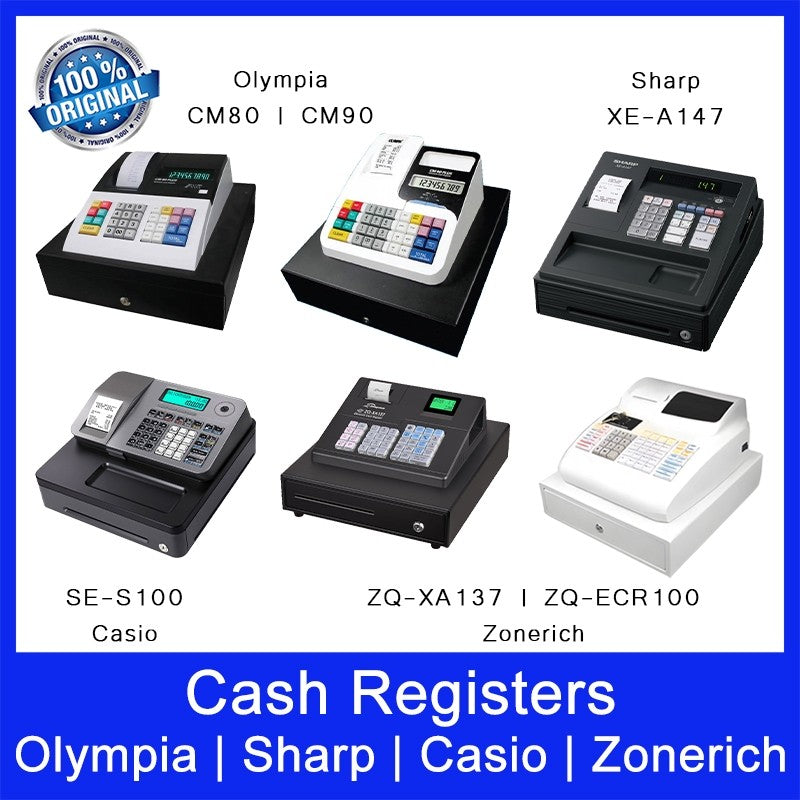 Sharp XE-A147 & XE-A137 | Casio SE-S100 | Olympia CM80 & CM90 | Zonerich ZQ-XA137 & ZQ-ECR100 Cash Register.