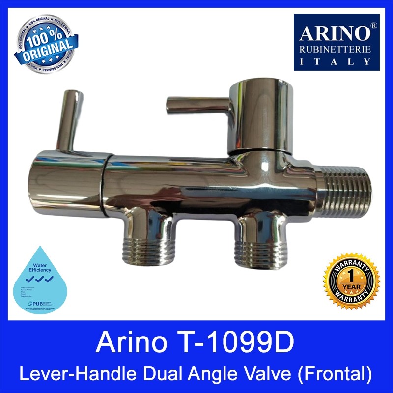 Arino T-1099D Lever-Handle Dual Angle Valve (Frontal). Material: Brass. Chrome, Matt Black, and Gun Metal Finishing.