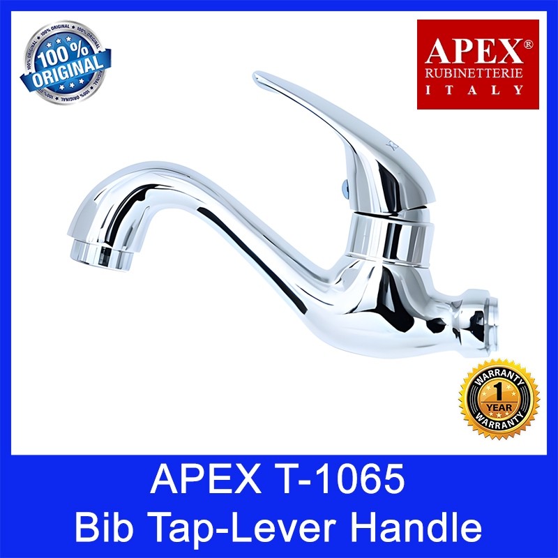 APEX T-1065 Bib Tap-Lever Handle. L160 x W35 x H110mm. WELS: 0 Tick/Export Only. 1 Year Warranty. Local SG Stock