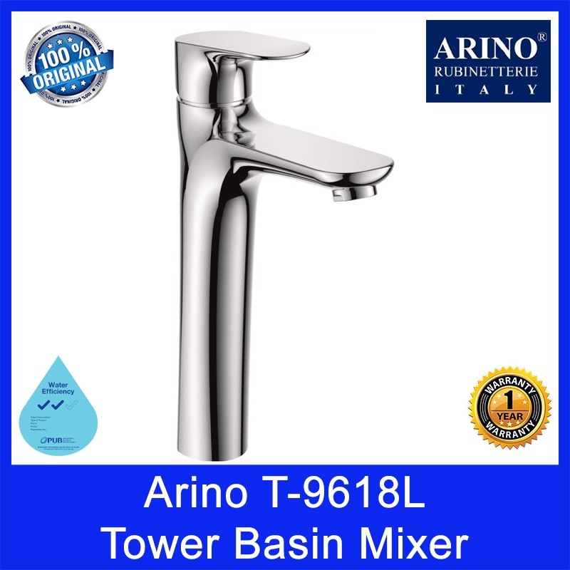 ARINO Tower Basin Mixer T-9618L | WELS: 2 Ticks | Registration No.: BST-2014/0145