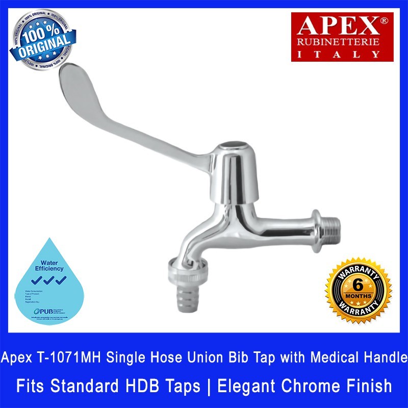 Apex T-1071MH Single Hose Union Bib Tap with Medical Handle. Fits most HDB taps of 1/2 inch.