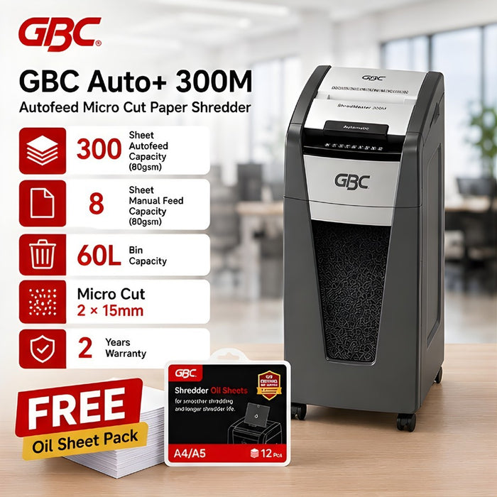 GBC Auto+ 300M Autofeed Micro Cut Paper Shredder | 300 Sheets AutoFeed Capacity | 2 Years Warranty