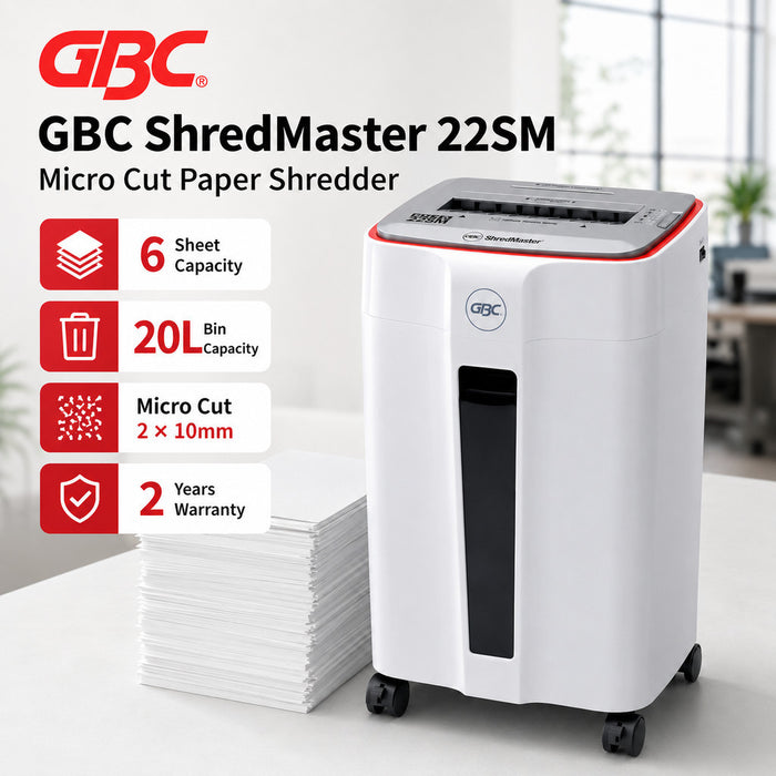 [SG Seller] GBC ShredMaster 22SM Micro Cut Paper Shredder | 6 Sheet Capacity | 20L Bin Capacity | Warranty: 2 Years