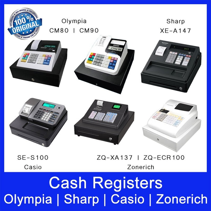 Sharp XE-A147 & XE-A137 | Casio SE-S100 | Olympia CM80 & CM90 | Zonerich  ZQ-XA137 & ZQ-ECR100 Cash Register.